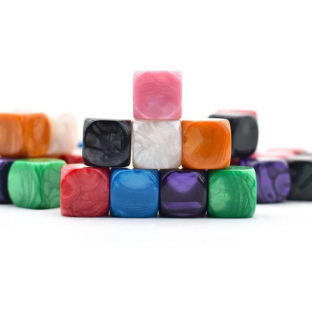

48 шт./компл. акриловые шестигранные пустые игральные кости 16 мм цветной жемчужный узор круглые ролевые игры «сделай сам» печатные кубики забавные аксессуары для настольных игр