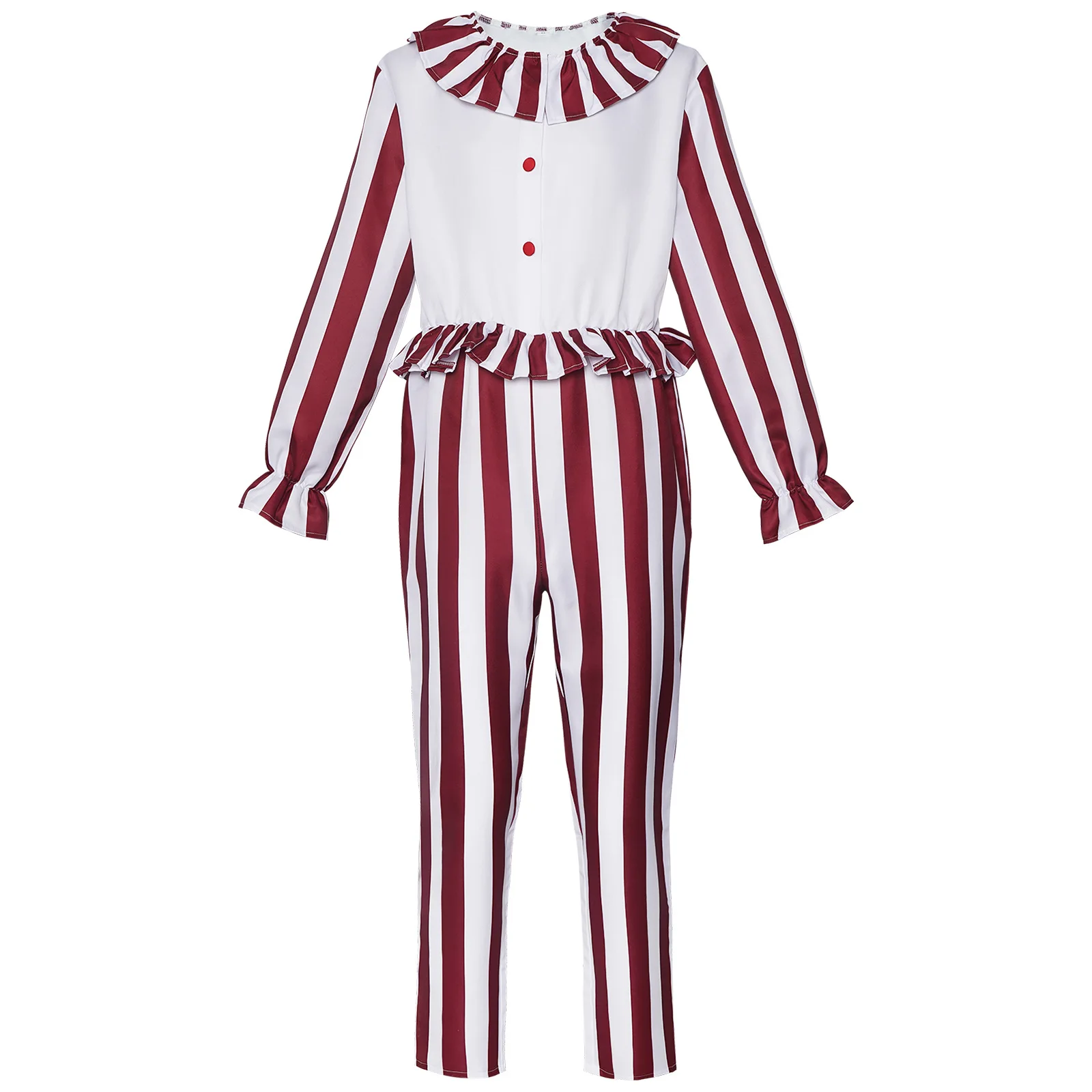 

Horror Movie Clown in A Cornfield Cosplay Costume Halloween Red Stripe Jumpsuit Tights Stage Performance Clothes Customized