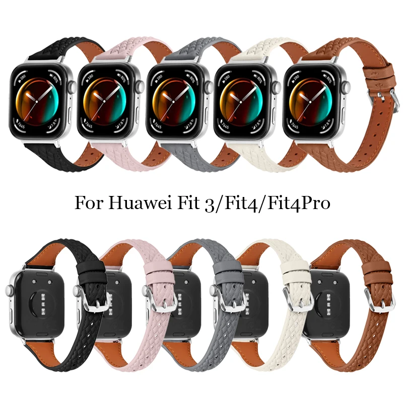 

Кожаный ремешок для Huawei Watch Fit 3, женский и мужской кожаный браслет T-образной формы, аксессуары для умных часов Huawei fit 4 4Pro