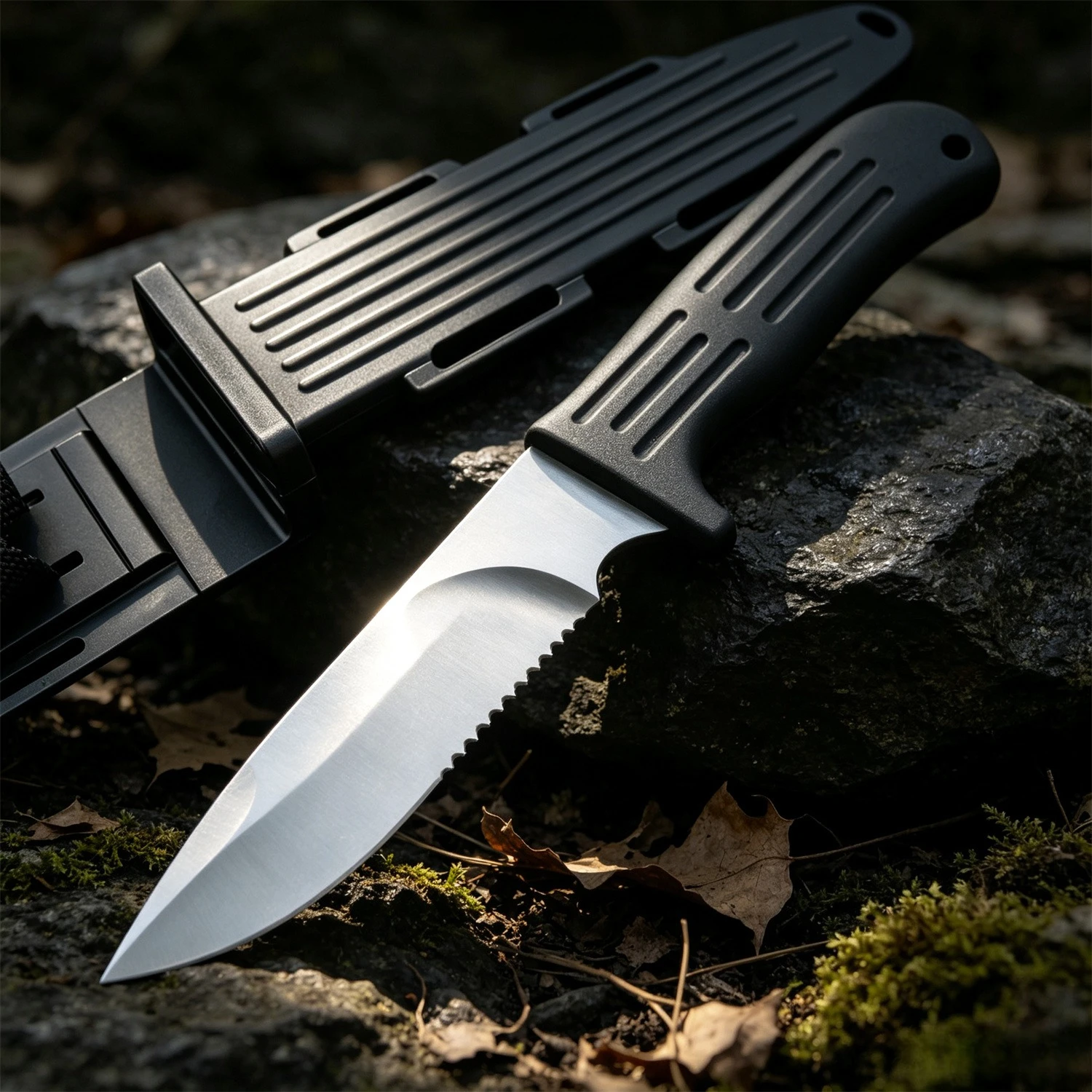 Image of 9Cr13MoV Vollstahl-Outdoor-Messer mit feststehender Klinge, robustem Nylongriff und langlebigem Design für den täglichen Outdoor- und Wandergebrauch