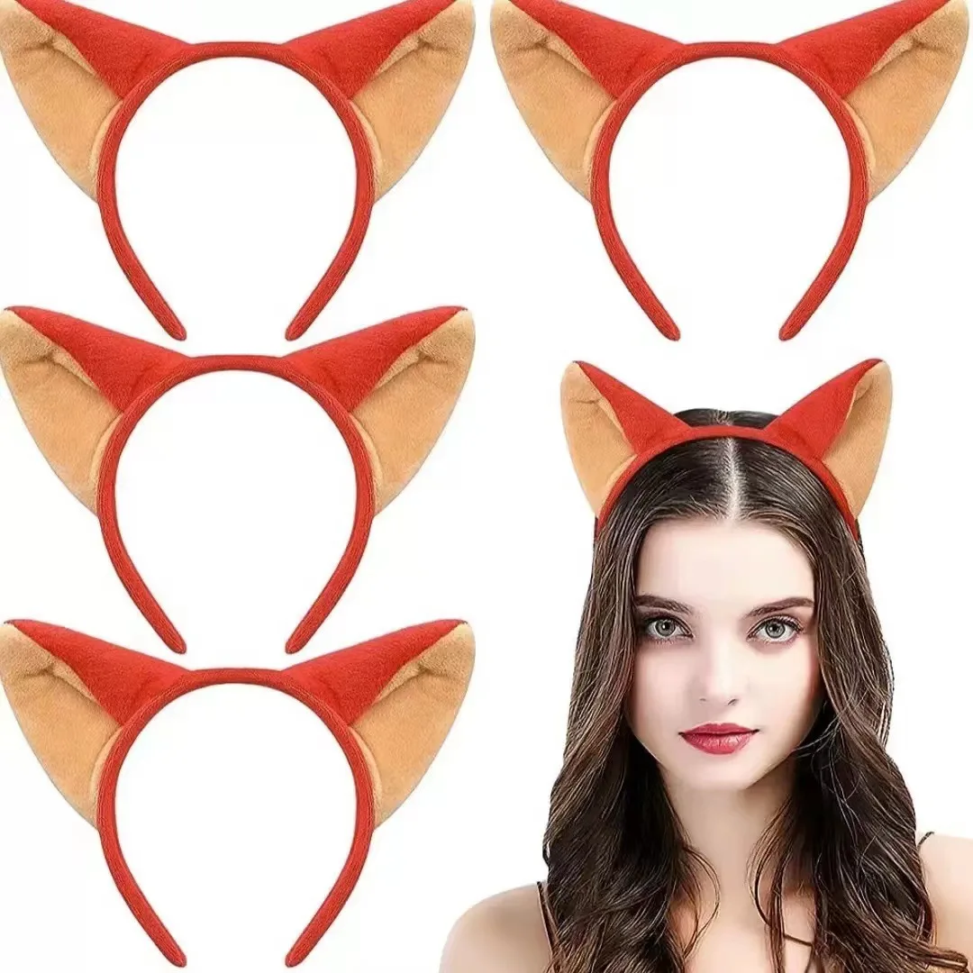 Diadema de orejas de conejo Sheriff Judy, diadema de zorro para cosplay, diadema de dibujos animados para parque de atracciones y fotos.