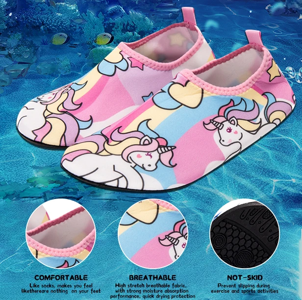 Kinder Wasser Sport Strand Schwimmen Socken Mädchen Dünne Multi Drucke Anti Slip Fitness Yoga Tanz Schwimmen Surfen Tauchen Unterwasser Schuhe – Detail 5