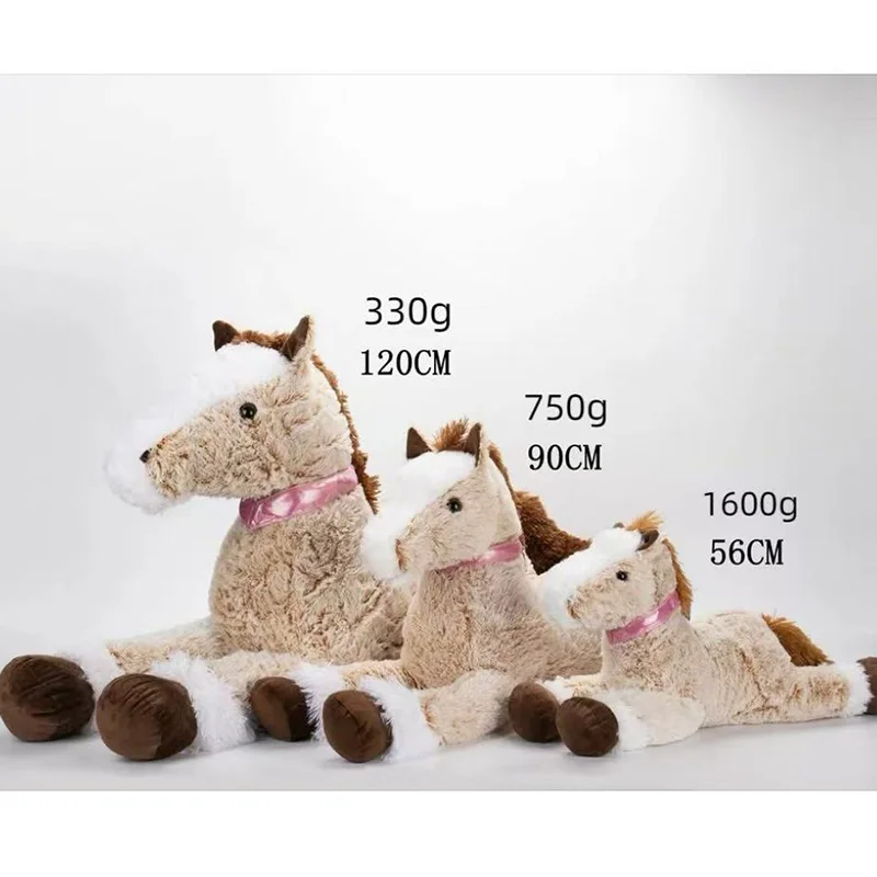 56/90/120cm Giant Brown Horse Plush Toys Cartoon Unicorn Plush Doll Stuffed Animal Doll Boys Girls Birthday Gift Home Decor