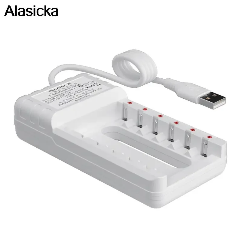 

6 slots EU Battery Charger intelligent Cable For AA/AAA Ni-Cd Rechargeable Batteries For Remote Control Microphone Camera