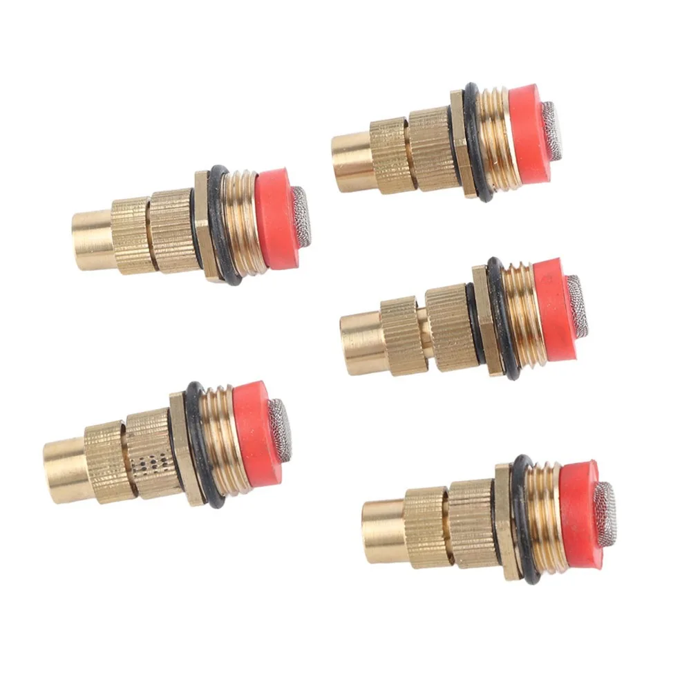 5PCS G1/2 Inch Male Thread Garden Irrigation Sprinkler Gold Fine Mist Adjustable Watering Spray Brass Misting Spray Nozzle