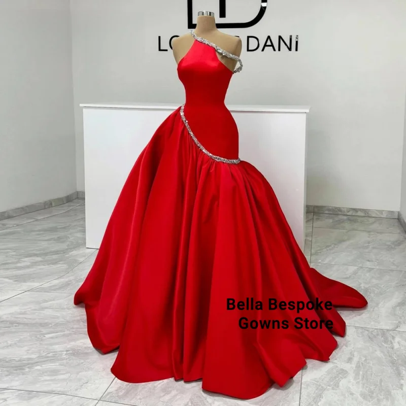 

Attractive A Line Formal Evening Dress Sleeveless High Neck Backless Pleats Satin Special Occasion Gown Customized