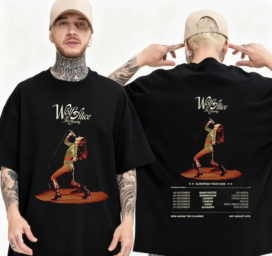 2025 وولف أليس رحلة التسوية الرجال تيشيرت صيفي ريترو Harajuku عالية الجودة ملابس كاجوال القطن تي شيرت هدية اليوم