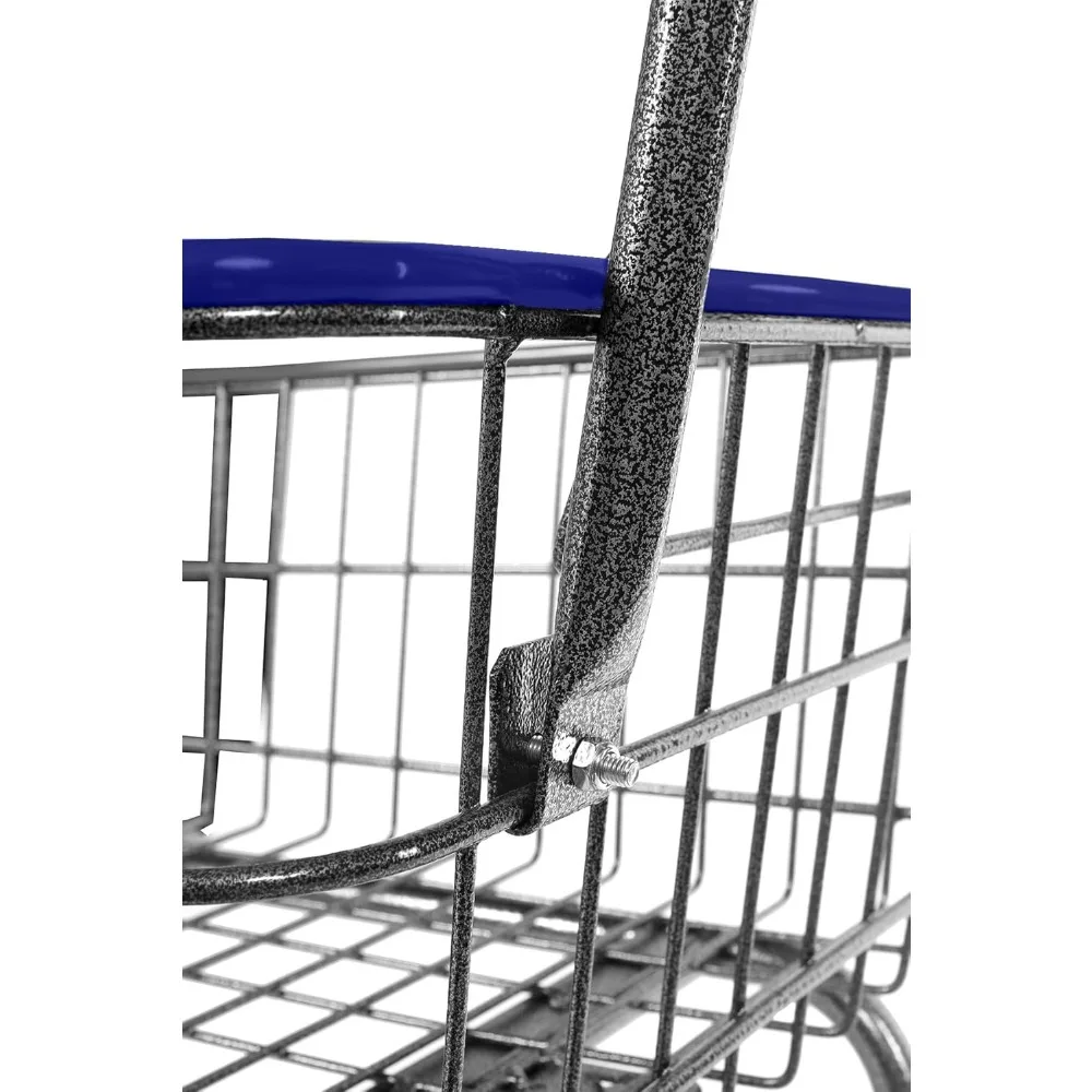 Laundry Cart with Wheels, Metal Wire Basket, Heavy Duty Utility Cart (Blue)