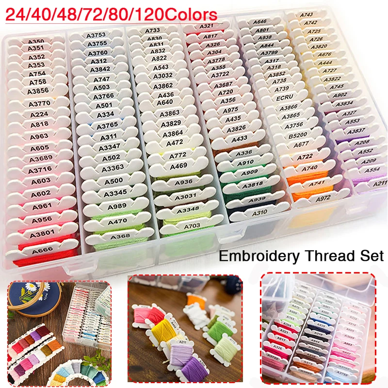 Hilo de Bordar Para máquina de coser, caja Para Bordar, 80 colores, 120 colores