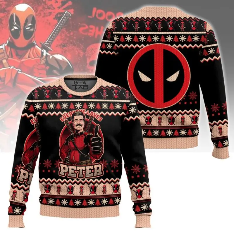 

Deadpool Thumbs Up Peter Marvel Superhero Men's Winter Sweater Round Neck Ugly Christmas Sweater Manga Exhibition Party 2026