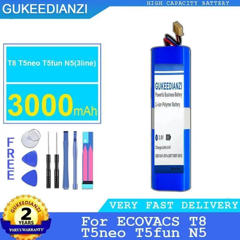 

Cleaning Robot Battery For Ecovacs T8 T5neo T5fun N5 3Line Reliable Replacement 3000Mah Long-Lasting Performance