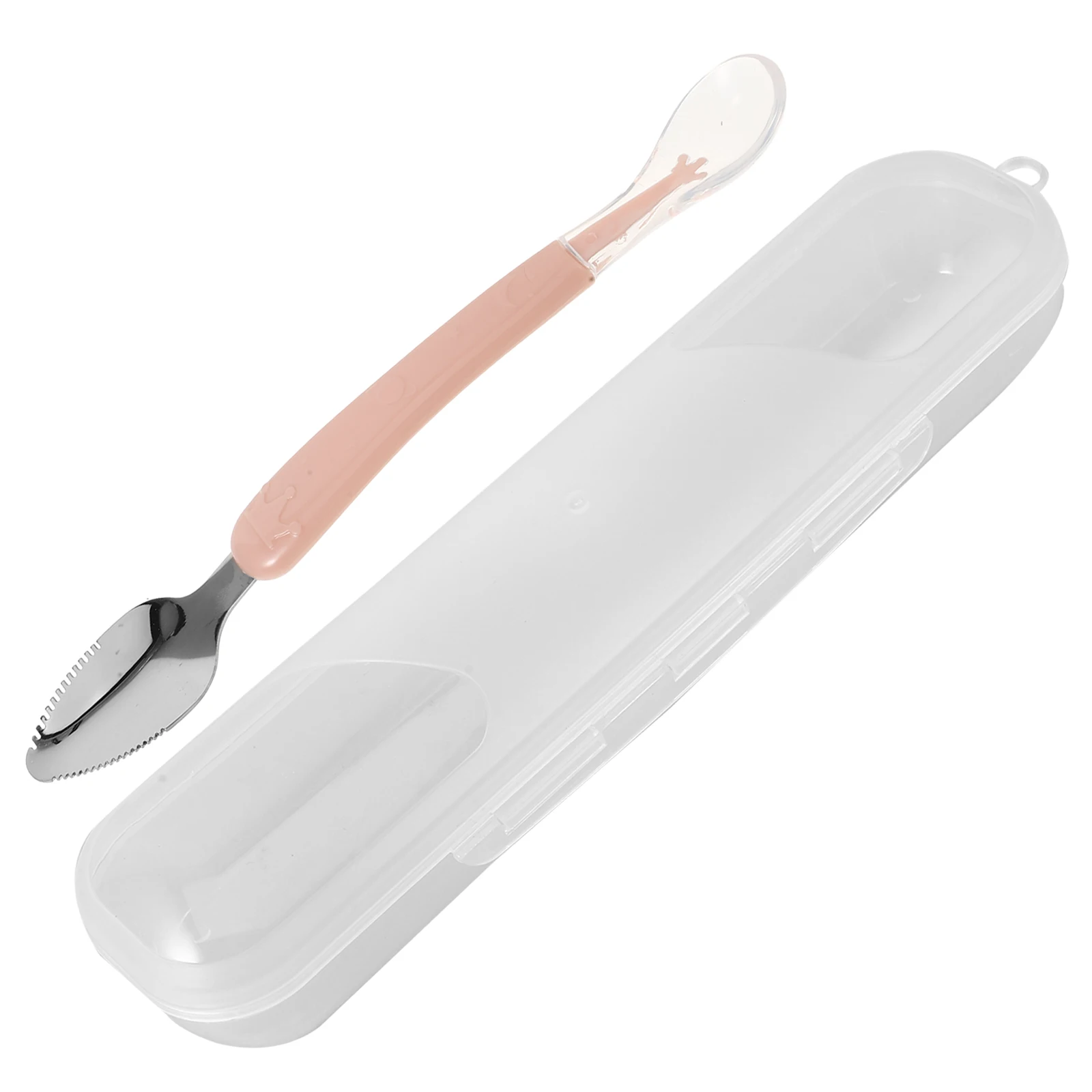 

Baby Feeding Spoon Scraping Purees Spatula Fruit Masher Silica Gel Durable Safe Bilateral Round Design