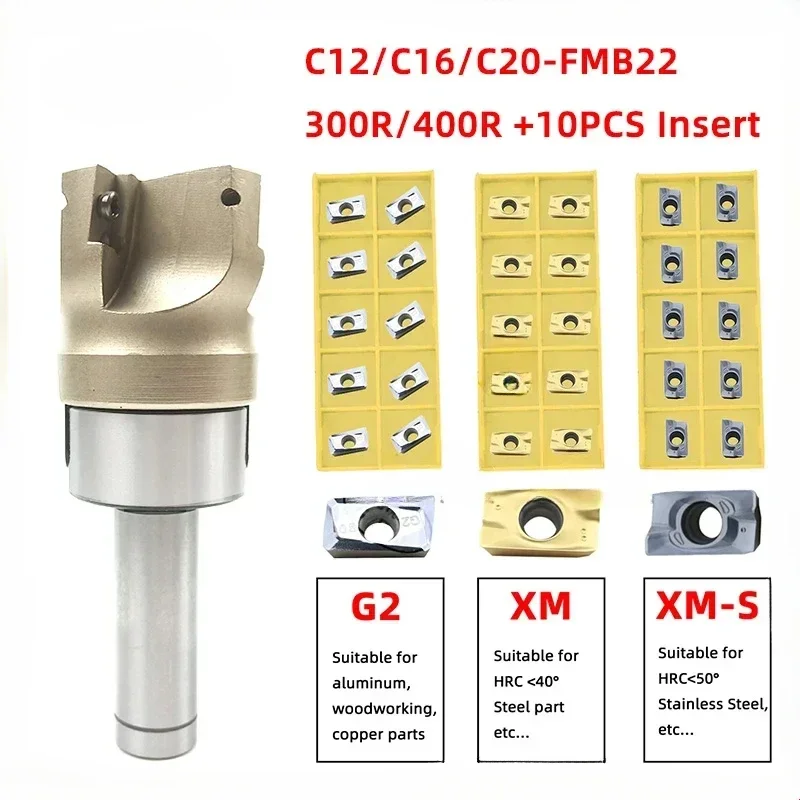 

1set C12 C16 C20 FMB22 300R 400R Face end mill APMT1135 APMT1604 For Machine Milling