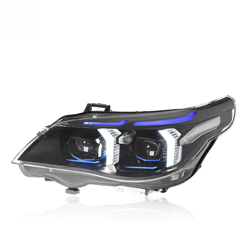 

Подходит для BMW 5 серии E60 2003-2010 годов выпуска, модификация фар с новыми светодиодными линзами, дневными ходовыми огнями и указателями поворота.