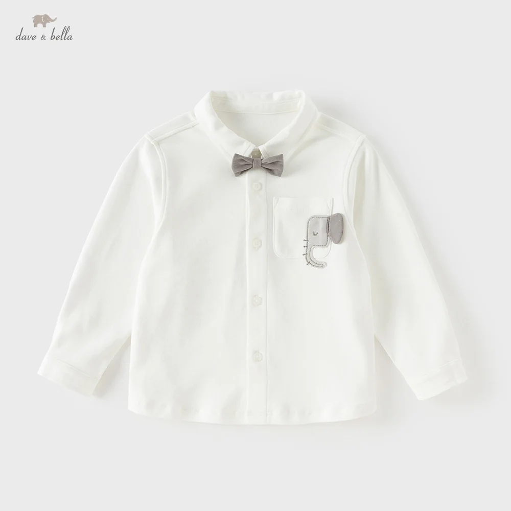 

Dave Bella Children Pure Cotton Shirt Spring Summer Long Sleeve Boys Gentleman Blouse White Top Outerwear Kids Clothes DB1261055