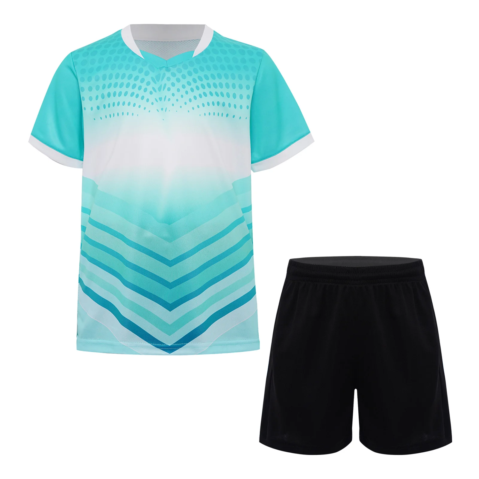 

Kids Boys Sports Outfits Quickly Dry Breathable Short Sleeve T-shirt with Shorts Football Basketball Training Running Workout