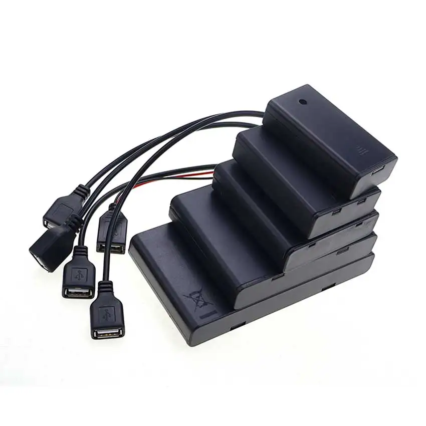 JCD 1pcs 2/3/4/6/8 Slot AA Battery Holder 1.5V AA Battery Box Case With Cover With USB Female Power Port DIY Switch & Cover