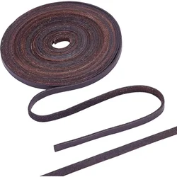 197Inch 6mm Dark Brown Flat Genuine Leather Cord Leather String Full Grain Cord Lace Cowhide Leather Strips for Jewelry