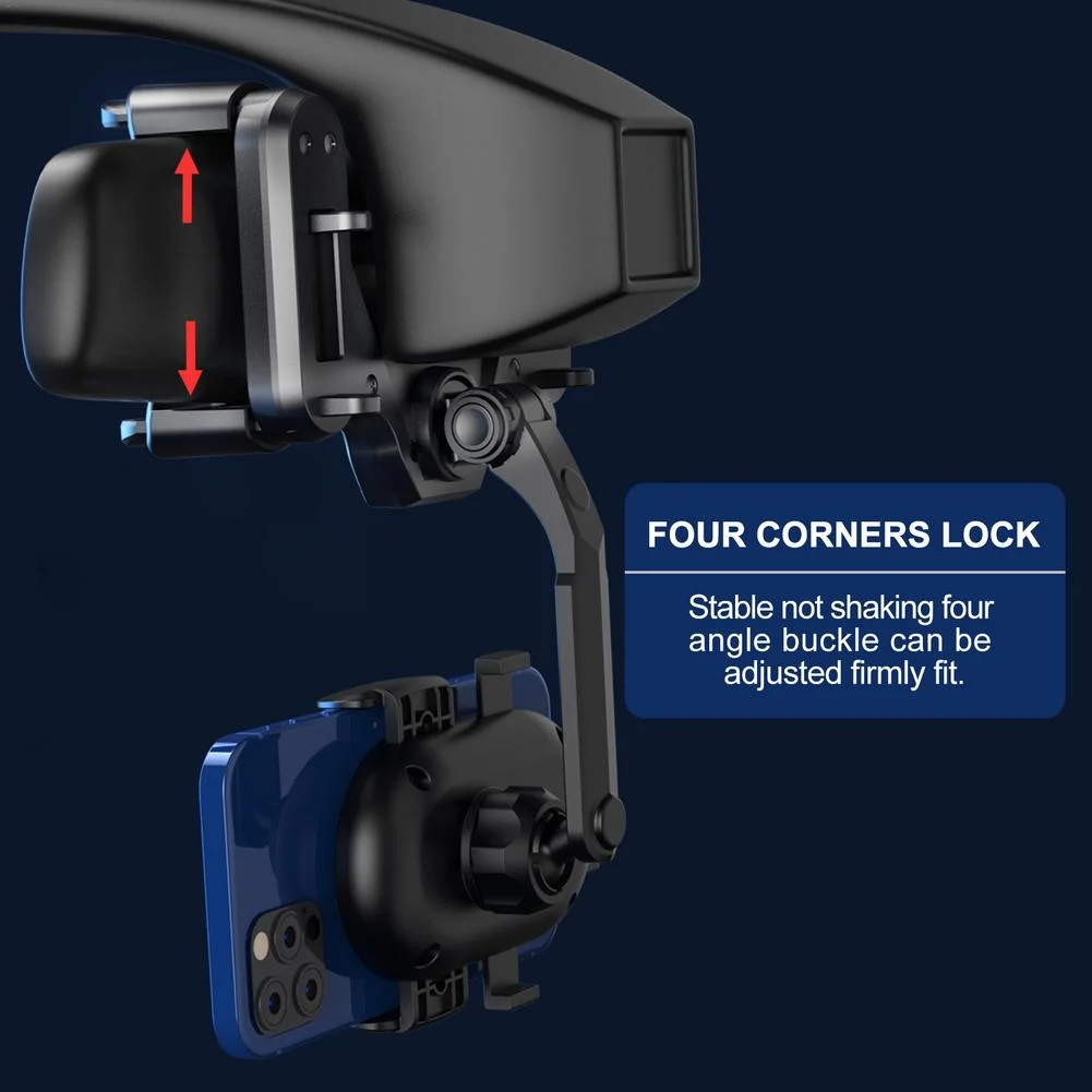 Car Phone Holder Smartphone Stand Car Support 360 Degree Rotatable Auto Rearview Mirror Clip Bracket Adjustable Cell Phone Car