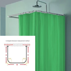 U-Shaped Shower Curtain Rod Retractable Curved 90*90*90cm Stainless Steel Rail Rod Bar Angle Rod Shower Curtain Set