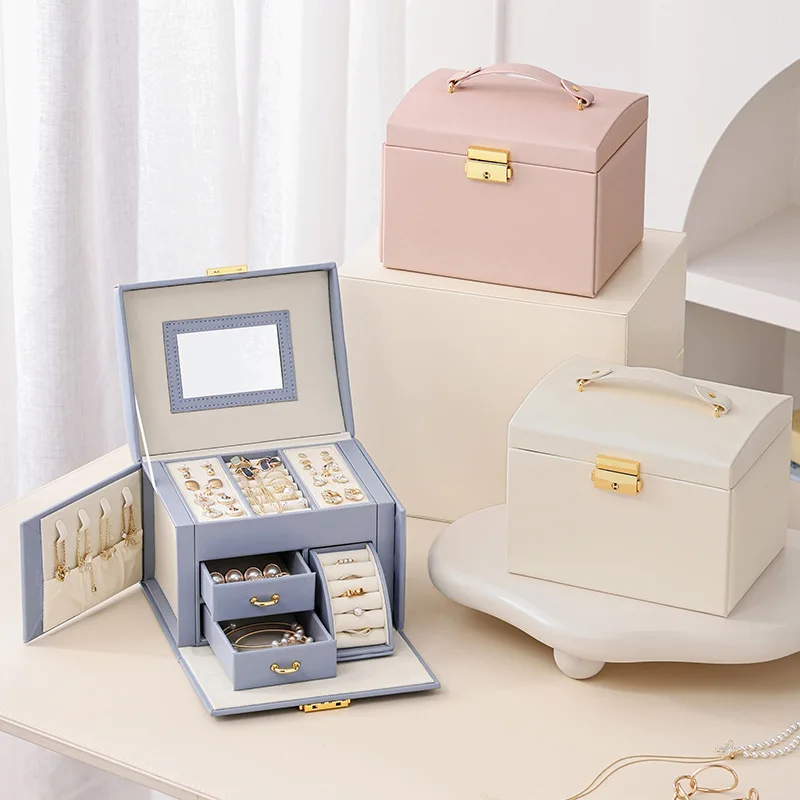 

Three-layer Jewelry Storage Box for High-end Exquisite Necklaces, Earrings,Gold Jewelry and Hand Accessories with Large Capacity