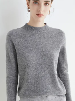 AOSSVIAO 2026 Autumn Winter Solid Mock-neck Pullover Sweater For Women Casual Knitwear…