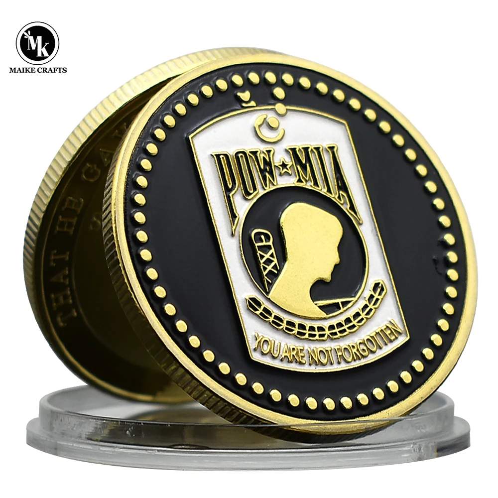 

POW MIA Commemorative Coin UNITED STATES ARMY Metallic Gold Plated Challenge Coin Collection Gift