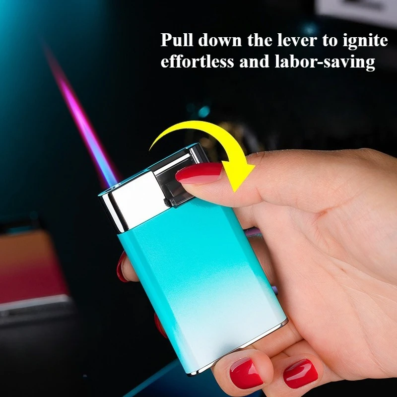 Butane Gas Lighter Infltable Windproof Smoking Accessories and Lever Ignition Visual Air Chamber Ignition Tool Cigarette Lighter