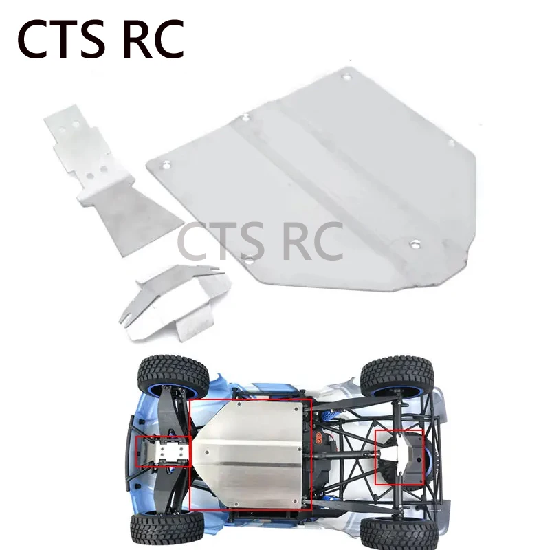 โลหะสแตนเลสด้านหน้า/กลาง/ด้านหลังGuardแชสซีเกราะแผ่นป้องกันสําหรับ 1/10 LOSI Ford Raptor Baja Rey v2 LOS03020T1