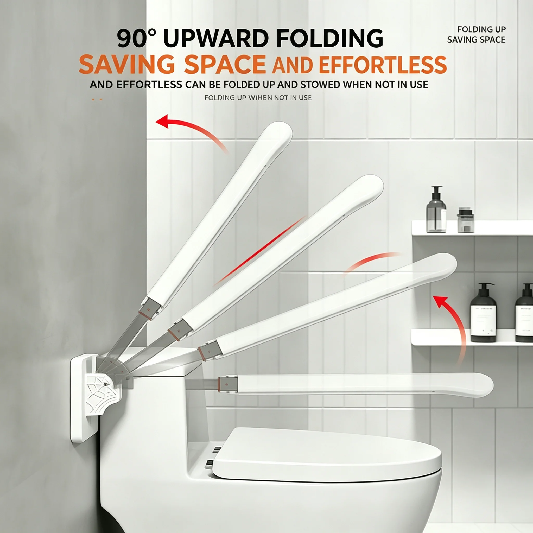 Universal Toilet Grab Bar 304 Stainless Steel Non Slip Bathroom Handrails Flip Up Sturdy Supports Rails For Elderly And Disabled