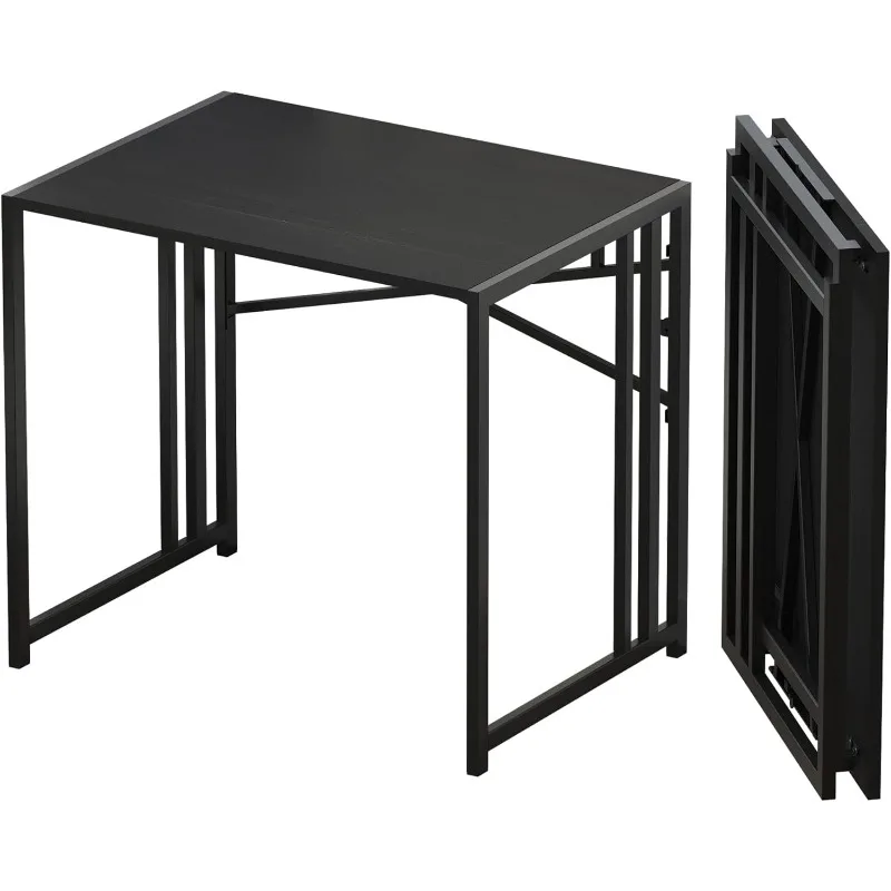 

Small Folding Computer Desk 32 inch, Writing Gaming Computer Desk for Small Spaces, No Assembly Required Small Office Desk