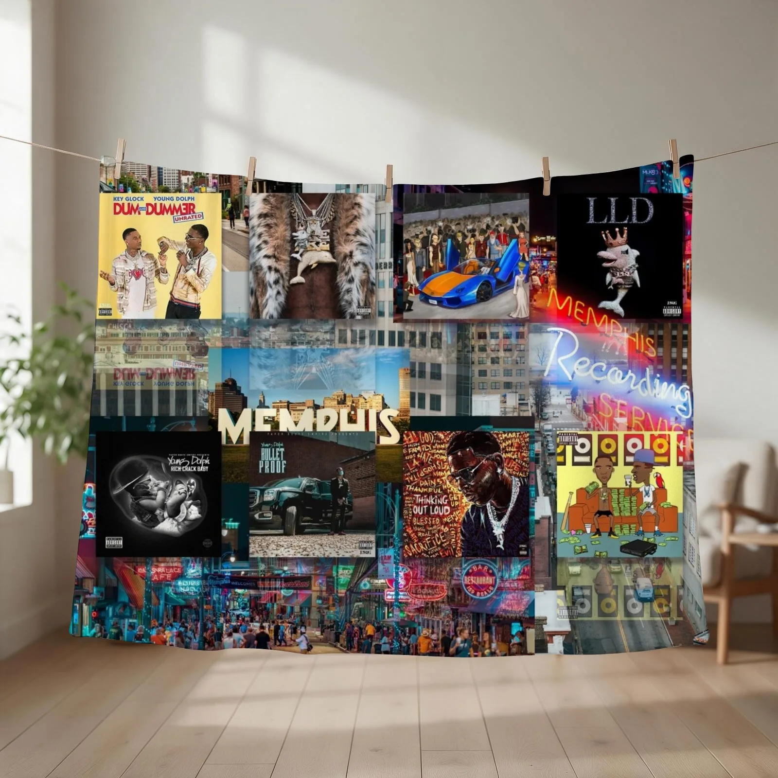 Young Dolph | Hall of Fame Collage Throw Blanket couch cozy soft plush fuzzy picnic outdoor blanket