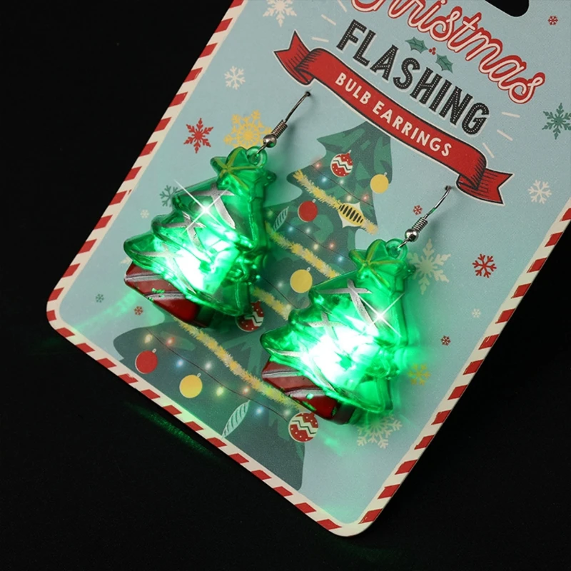 LED Earrings Glowing Light Up Earrings Santa Claus Reindeer Snowman Christmas Tree Dangle with Lights For Party Women