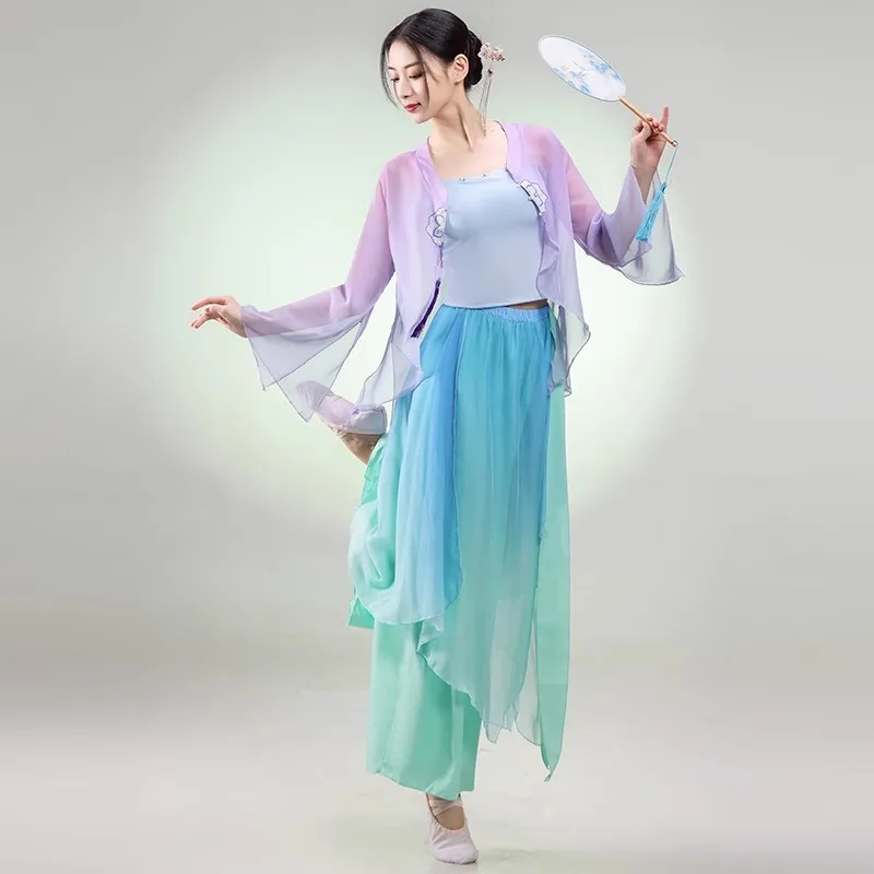 New Classical Dance Costume Women Floating Gradient Chinese Dance Clothes Performance Clothing Ethnic Dance Practice Costume