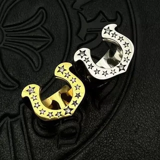 

S925 sterling silver retro diamond-encrusted horseshoe ring niche high-end men's medieval cross-border