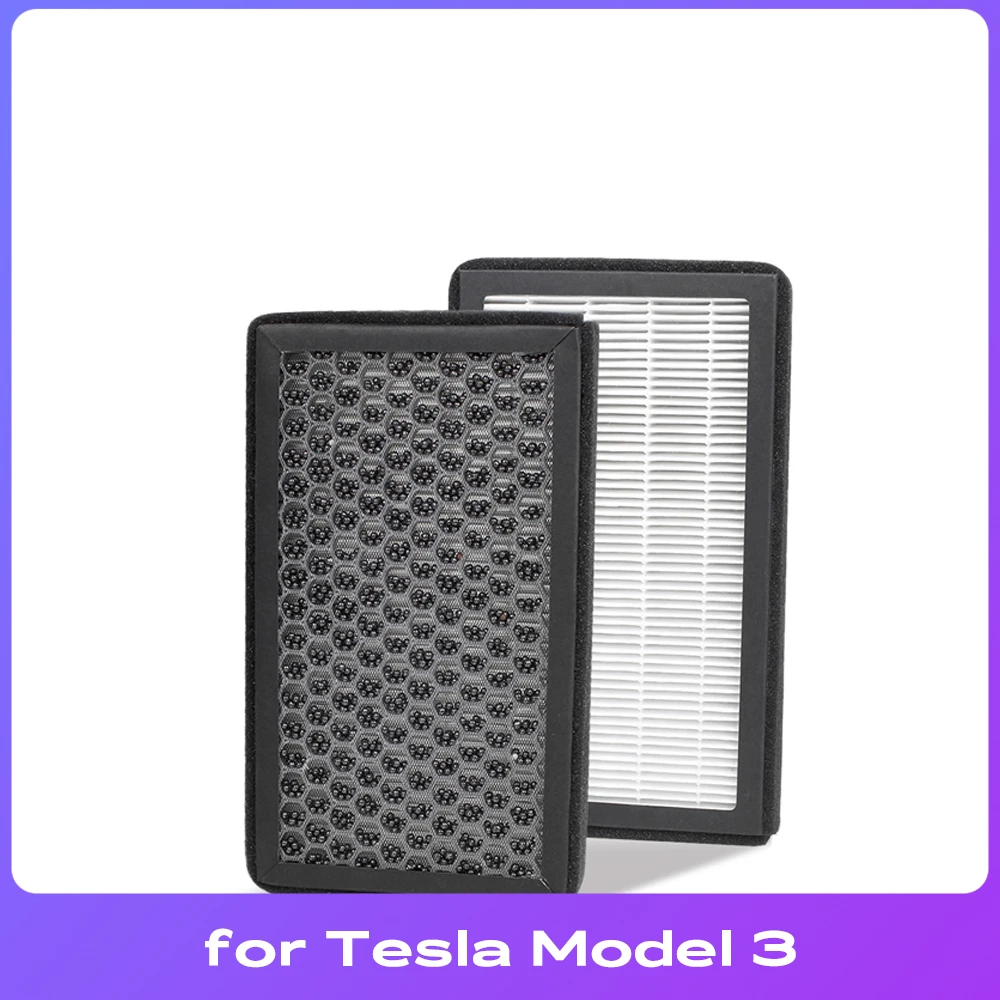 

For Tesla Model 3 Model Y HEPA Activated Carbon Air Filter 2 Pieces Set Air Conditioner PM2.5 Cleaner Filter Replacement