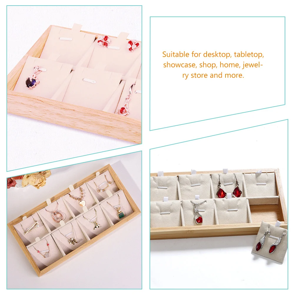

Wooden Necklace Display Tray Earring Organizer Storage Box Desktop Ring Holder Jewelry Display Dish Aesthetic Necklace Holder