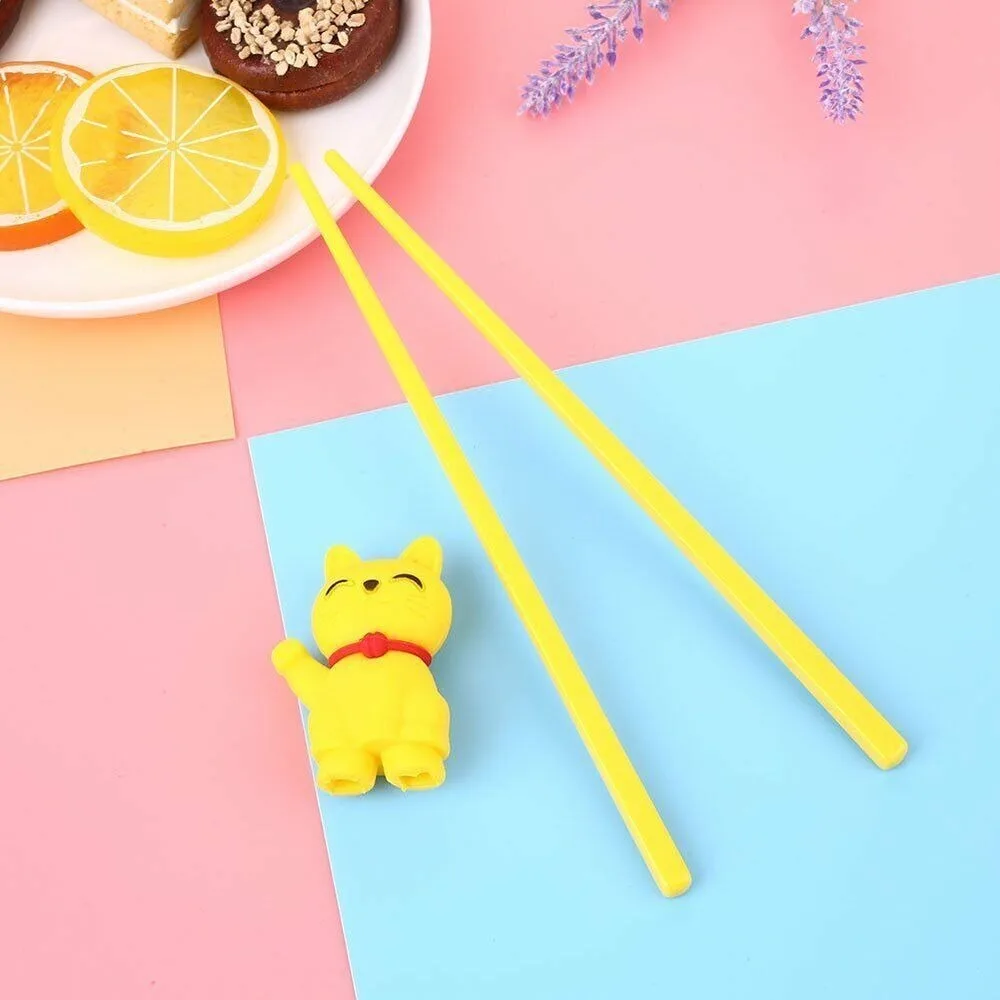 1 Pair Melamine Material Training Chopsticks Silica Gel Cute Cat Practice Chopsticks Cute Style Bicolor