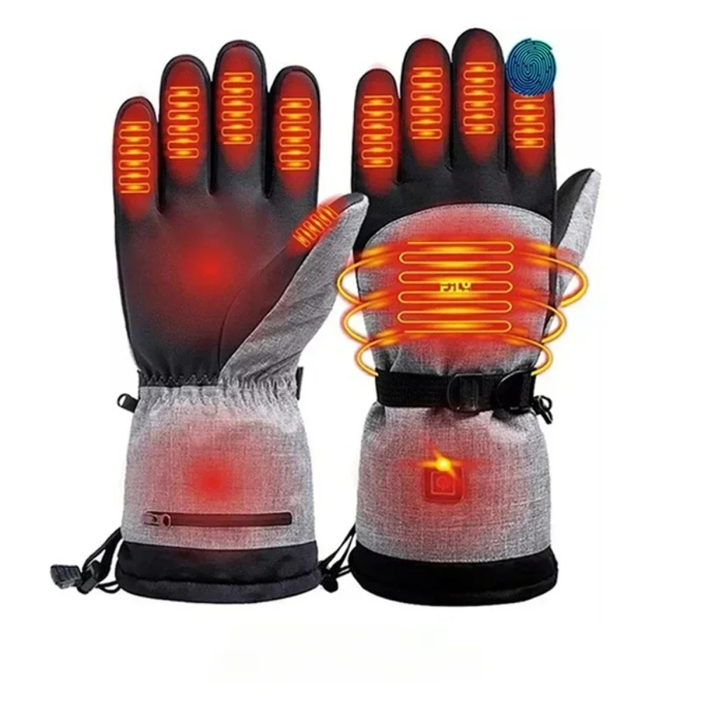 Winter Warm Skiing Heated Gloves With Battery Case Outdoor Non-slip Waterproof Heated Glove Touch Screen Motorcycle Ski Gloves