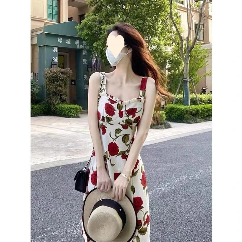 ローズ花柄ドレス女性のための新しい A ライン痩身ウエストレングスサスペンダー