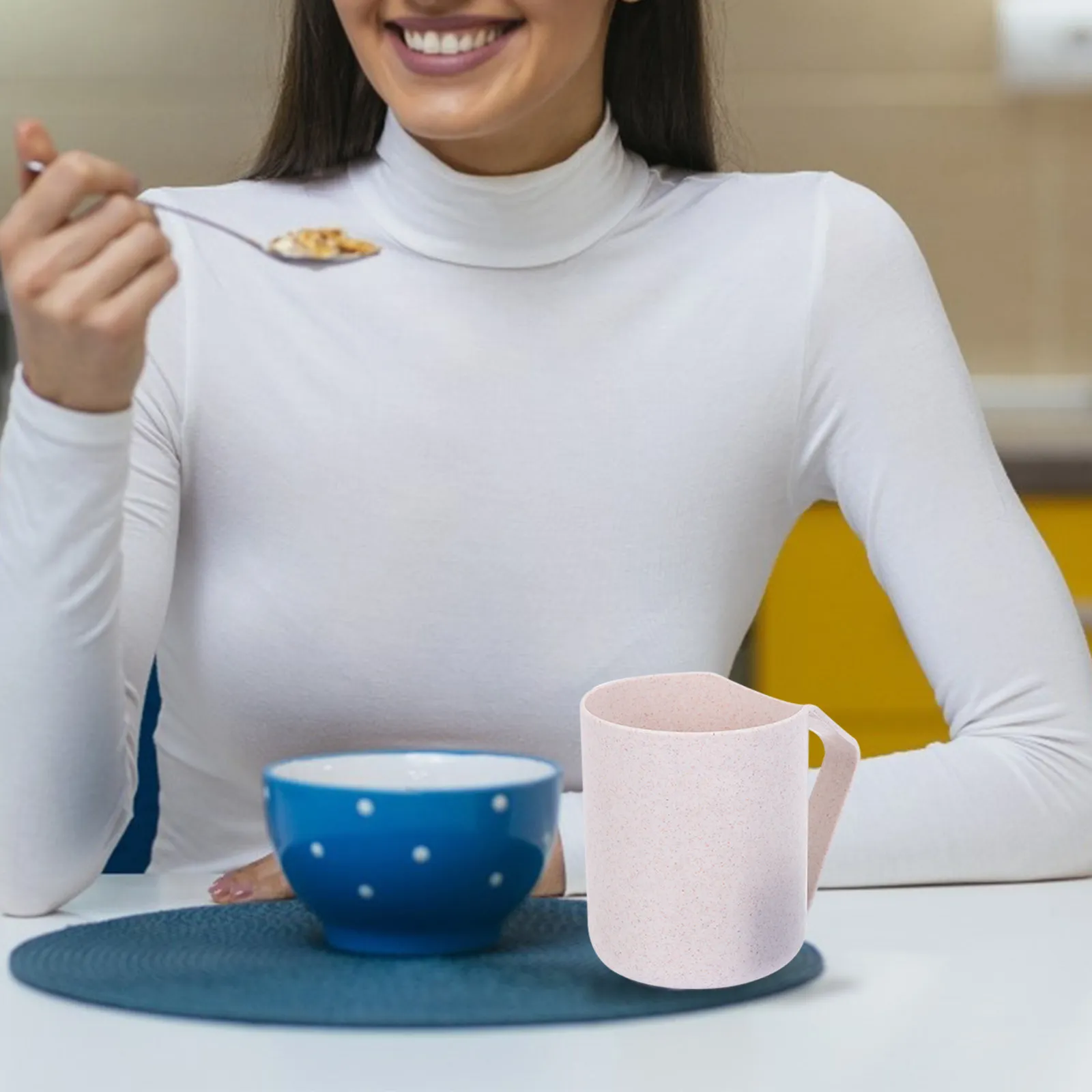 

2Pcs Wheat Straw Toothbrush Cups Multipurpose Washing Cups Elegant Simple Design Smooth Edge Safe for Mouth Hands Storage