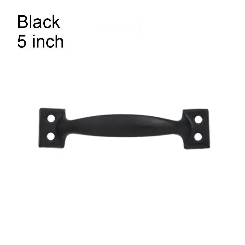 Iron Furniture Pull Hardware Accessory With Bow-Shaped Drawers Handle Black Silver Garages Sheds Barn Door Knob