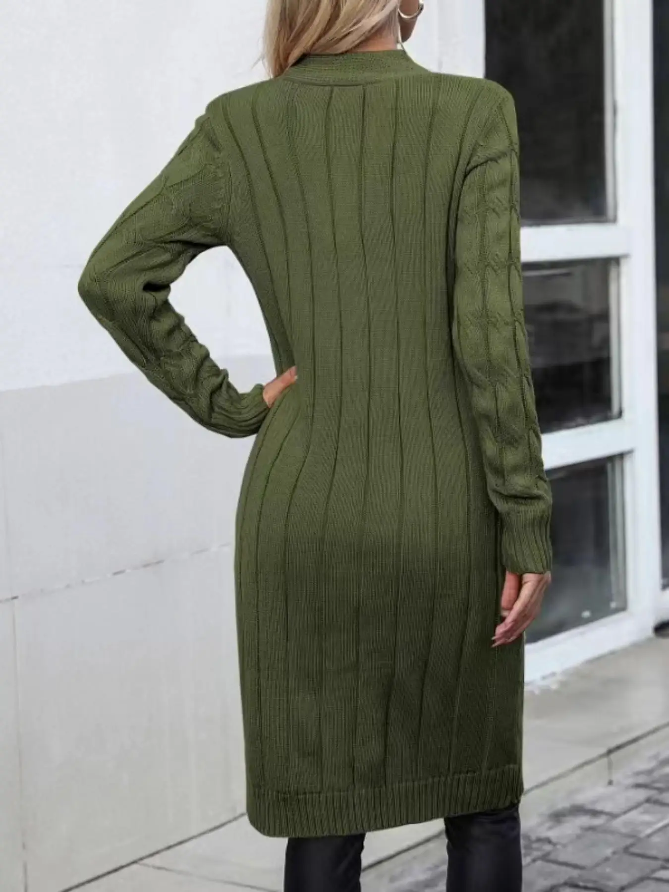 2025 Women's Long Sweater Button Cardigan Pocket V Neck Long Sleeve Fashion Twist Thread Simple Top Winter Coat
