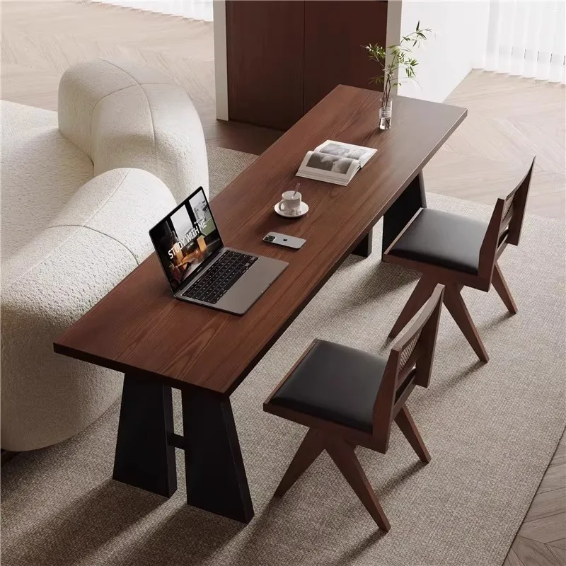 Factory Direct 2026 Medieval solid wood double desk designer creative dek home study table rectangular writing des