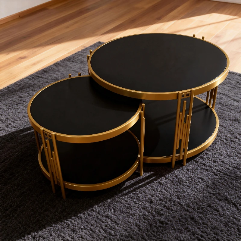 

Factory modern gold stainless steel living room coffee table set, cheaper price, including dining table