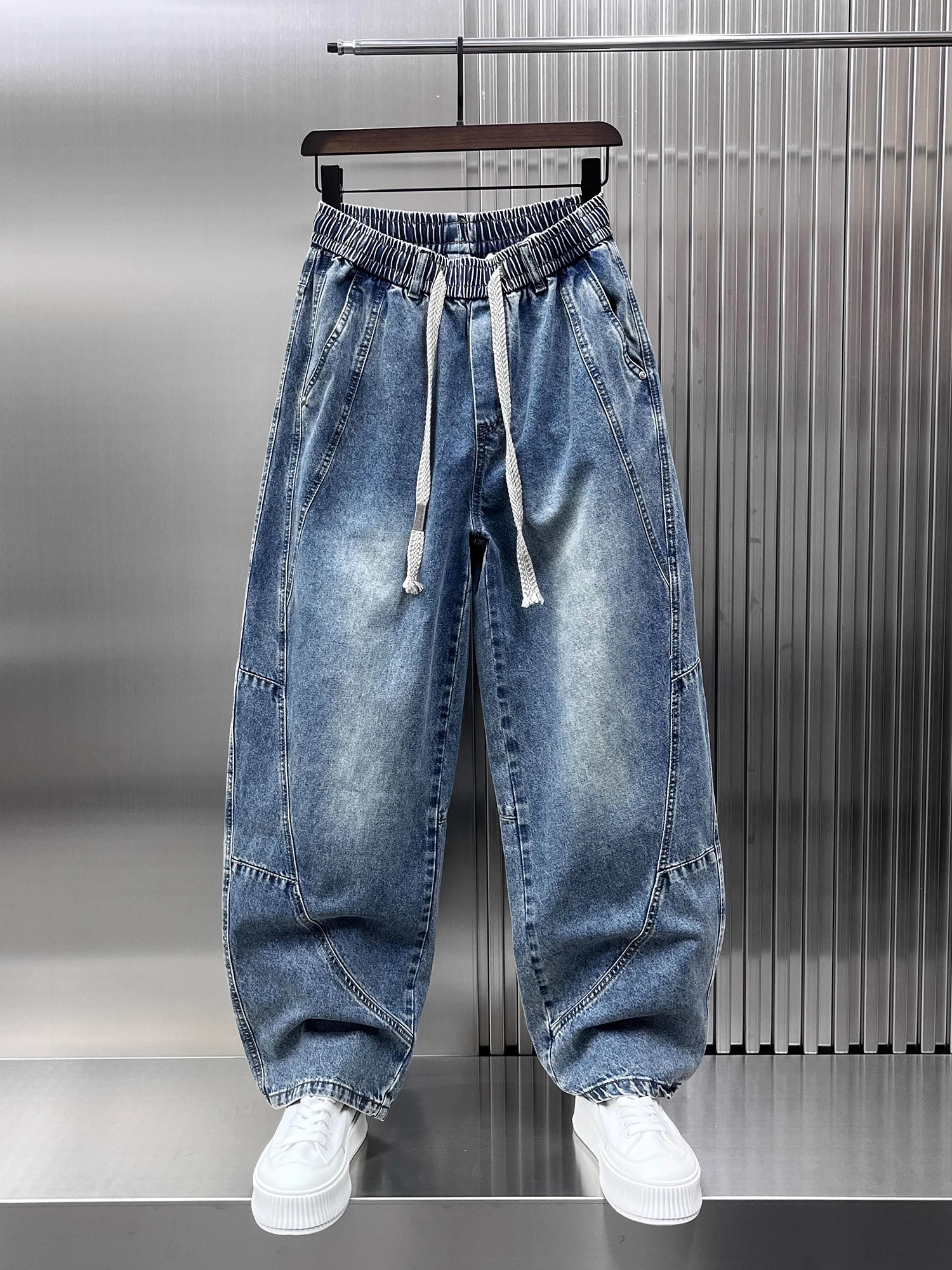 

Large Size 300 Pounds American Retro Workwear Jeans Men's Spring Autumn Wide Leg Long Pants Loose Fit Casual Straight Leg Jeans