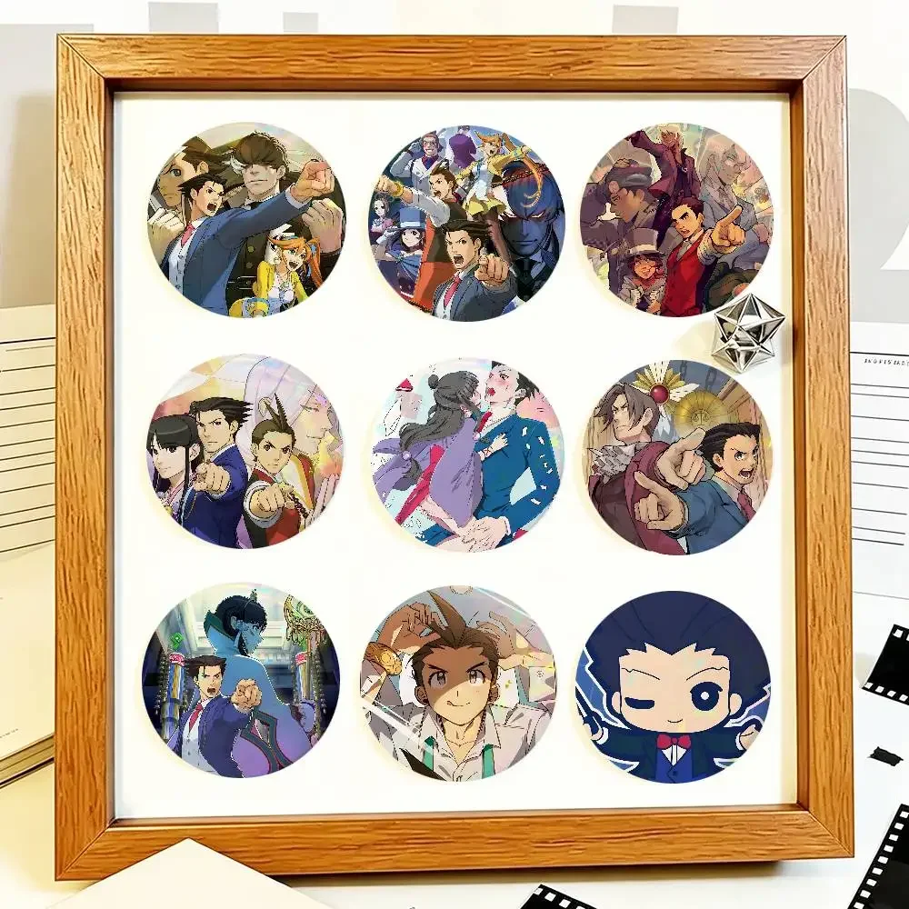 Anime Phoenix Wright Ace Attorney Trilogy Round Badges Can Be Used To Decorate Clothes And Backpack Pins