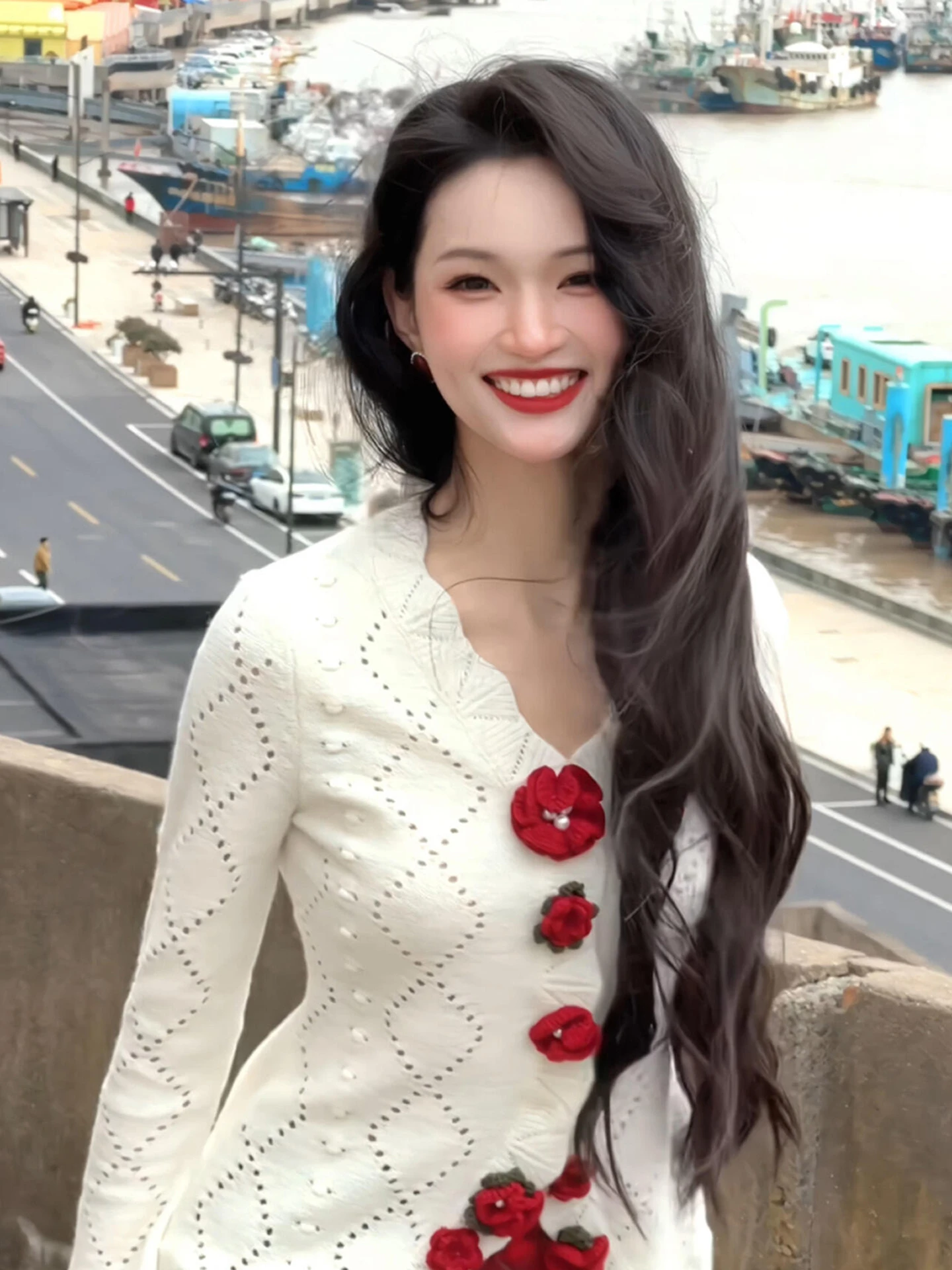 

Красный вязаный комплект: Новогодний милый японский женский костюм из двух предметов с длинной юбкой А-силуэта миди для весеннего сезона