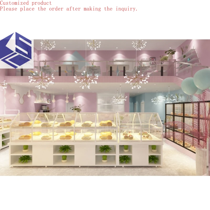 

Custom.Milk Tea Bakery Design and Decoration Bakery Display case Glass Display case Customization Paint Cabinet Production