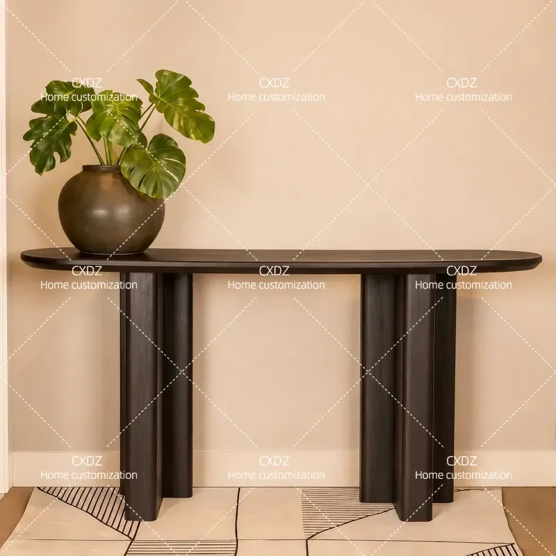 Wabi Sandy Wind Solid Wood Console Table for Living Room Entrance Hallway Behind Sofa Long Narrow Desk Entryway Furniture